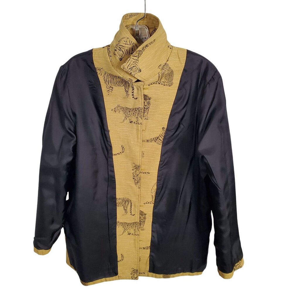 Giancarlo Ferrari Size 12 Shirt Jacket Zoo Safari Jungle Big Cat Tiger Lined Vtg - Picture 12 of 12